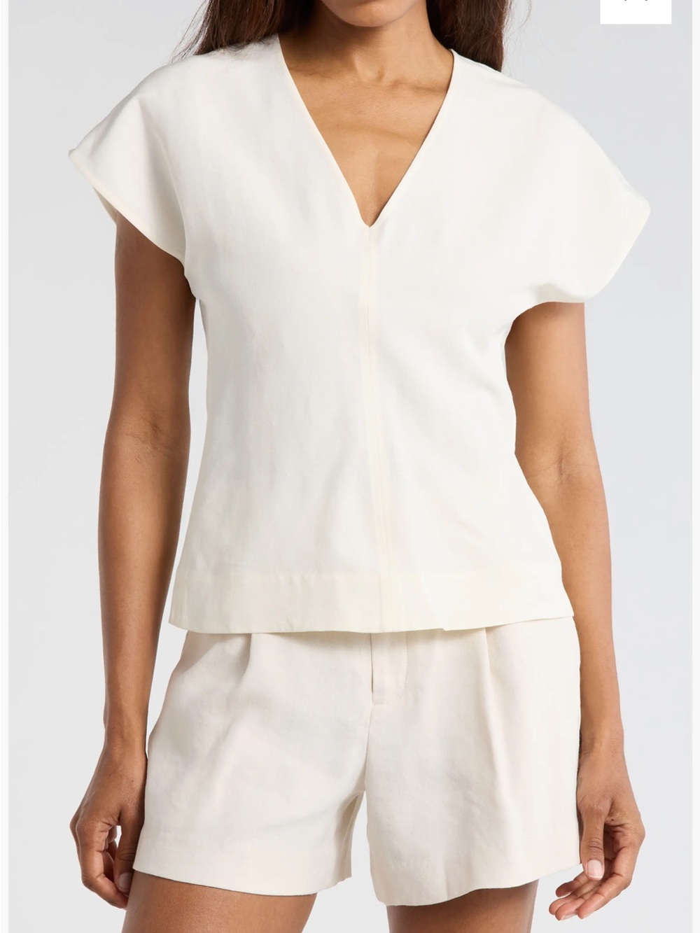 A.L.C. White Short Sleeve V-Neck Top